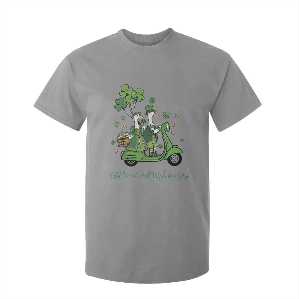Funny Silly Irish Goose T Shirt For Kid Off To Commit Irish Foolery TS12 Sport Gray Print Your Wear