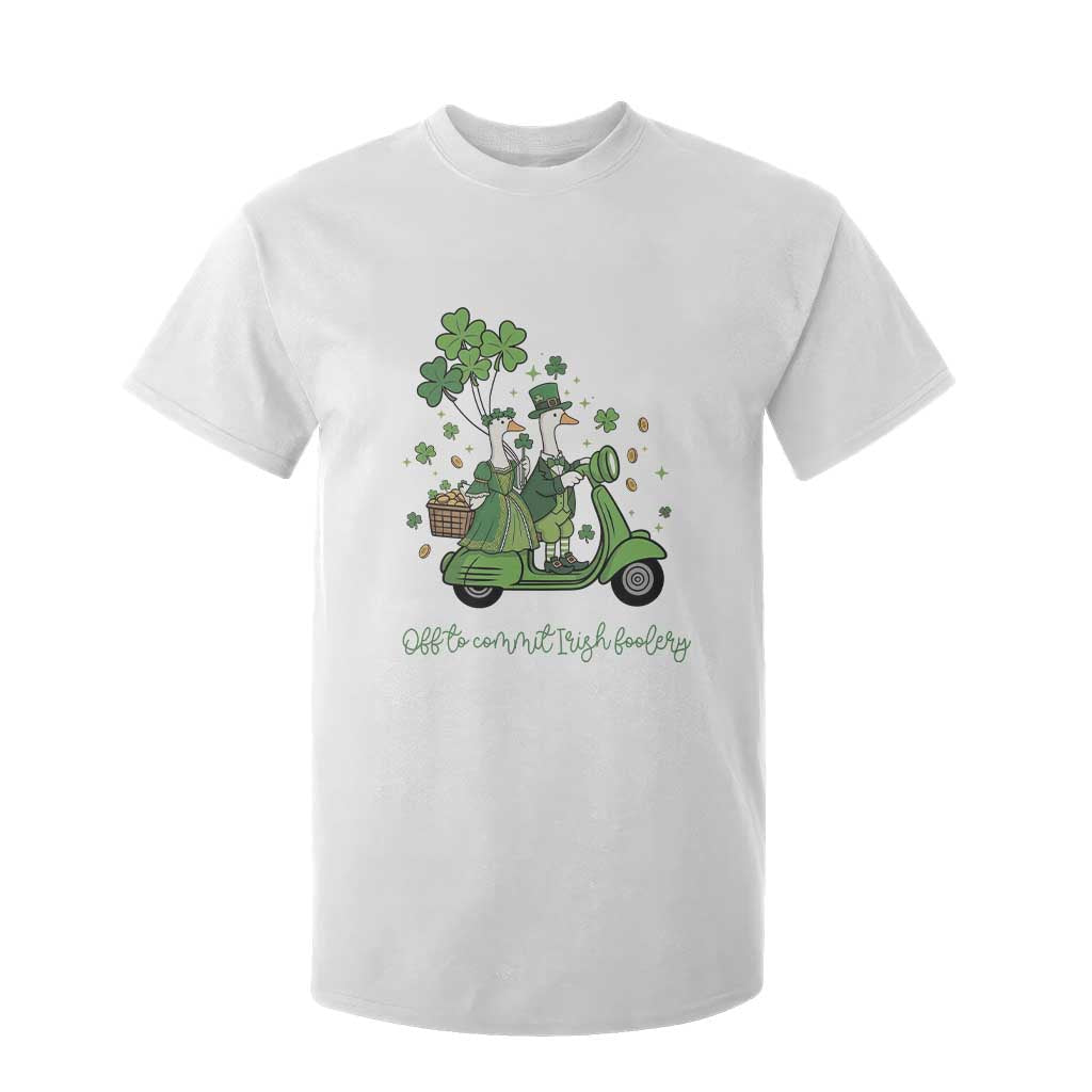 Funny Silly Irish Goose T Shirt For Kid Off To Commit Irish Foolery TS12 White Print Your Wear