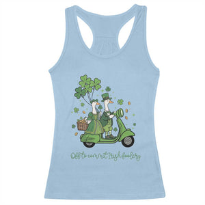 Funny Silly Irish Goose Racerback Tank Top Off To Commit Irish Foolery TS12 Light Blue Print Your Wear