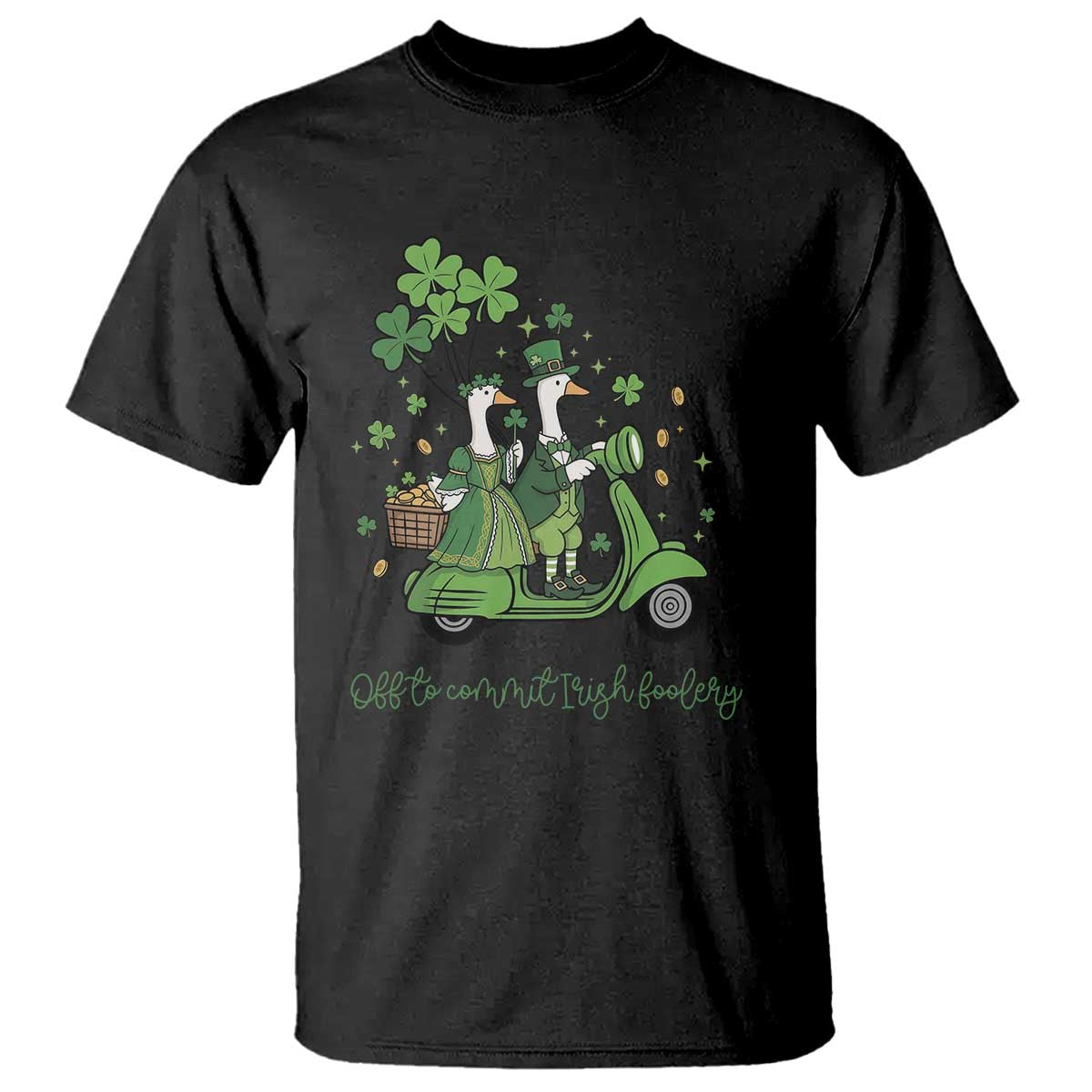 Funny Silly Irish Goose T Shirt Off To Commit Irish Foolery TS12 Black Print Your Wear