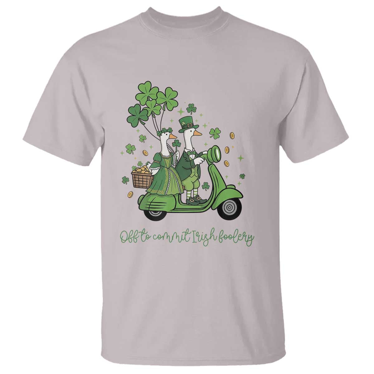Funny Silly Irish Goose T Shirt Off To Commit Irish Foolery TS12 Ice Gray Print Your Wear