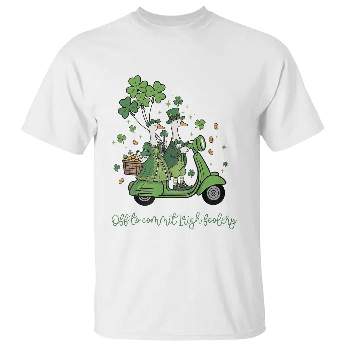 Funny Silly Irish Goose T Shirt Off To Commit Irish Foolery TS12 White Print Your Wear