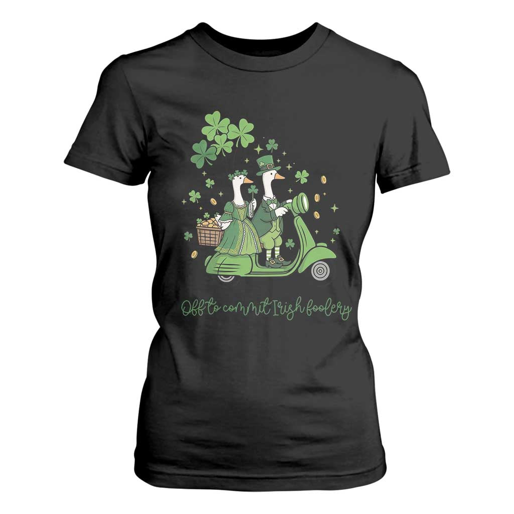 Funny Silly Irish Goose T Shirt For Women Off To Commit Irish Foolery TS12 Black Print Your Wear
