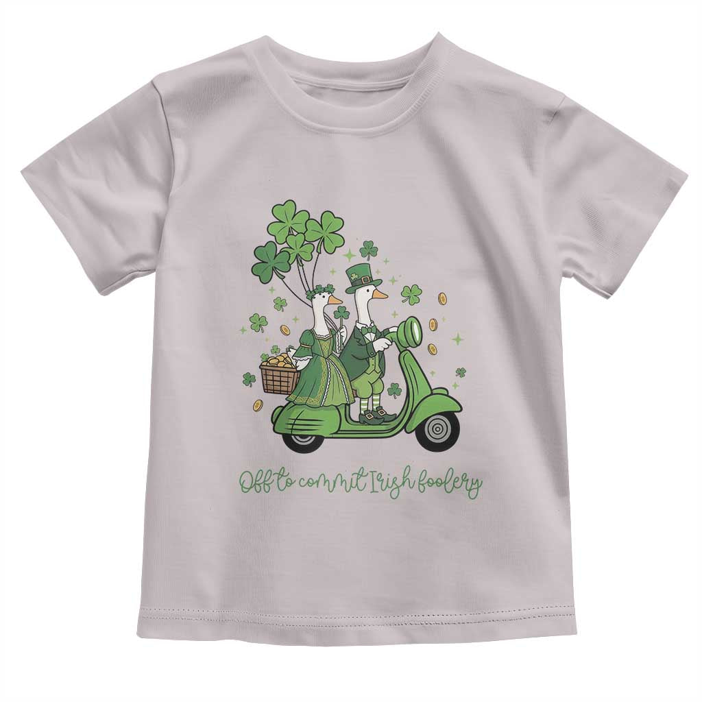 Funny Silly Irish Goose Toddler T Shirt Off To Commit Irish Foolery TS12 Ice Gray Print Your Wear