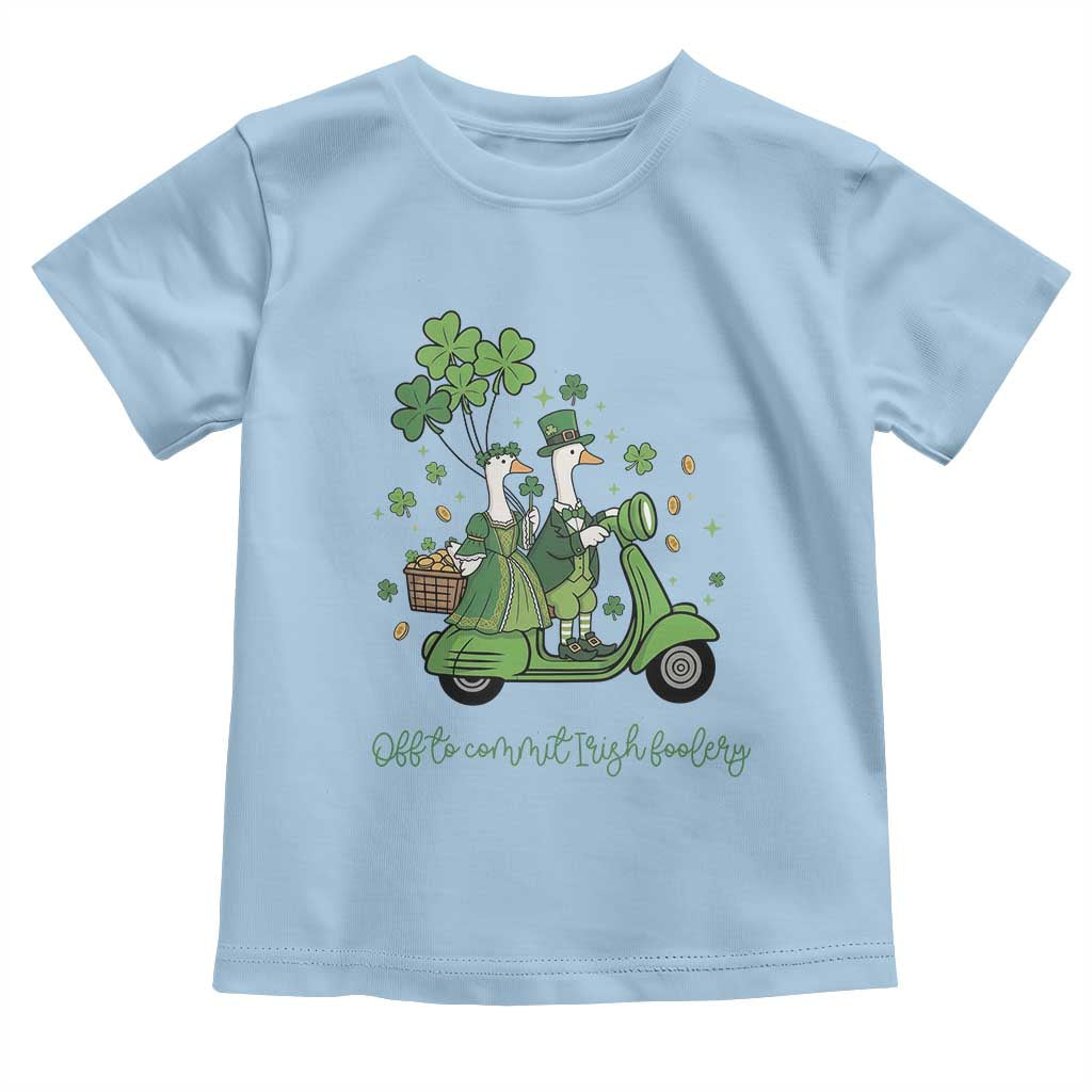 Funny Silly Irish Goose Toddler T Shirt Off To Commit Irish Foolery TS12 Light Blue Print Your Wear
