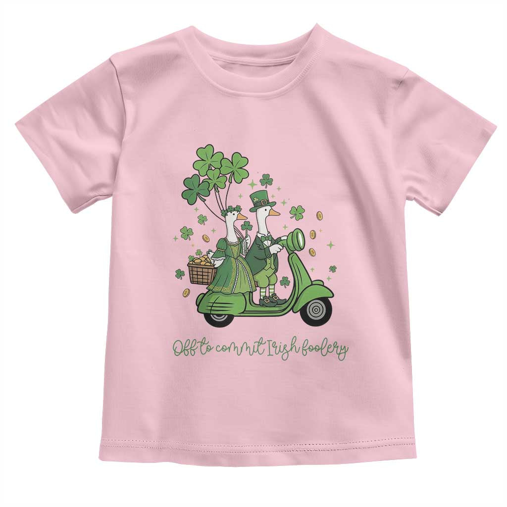 Funny Silly Irish Goose Toddler T Shirt Off To Commit Irish Foolery TS12 Light Pink Print Your Wear
