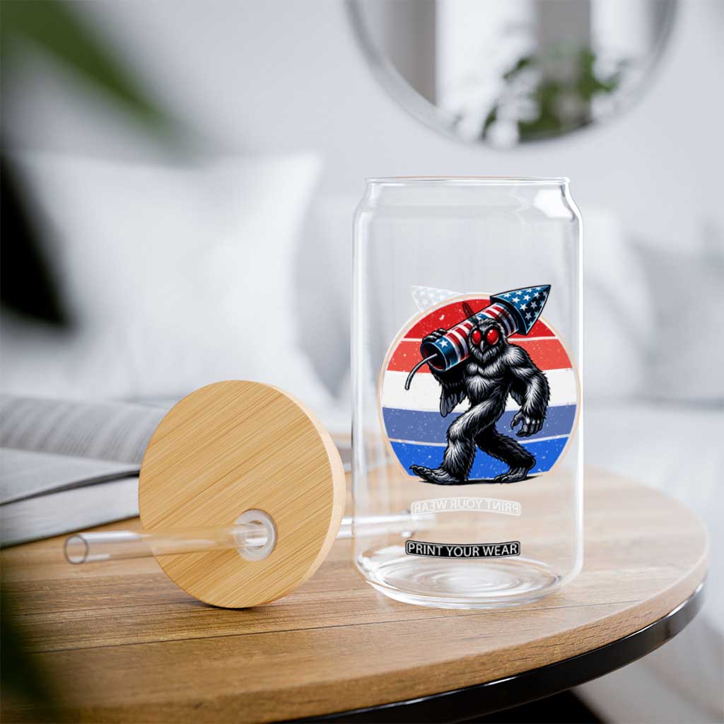 Funny Patriotic Mothman Glass Can West Virginia Cryptid Lover Gift TS12 Print Your Wear