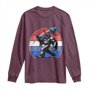 Funny Patriotic Mothman Long Sleeve Shirt West Virginia Cryptid Lover Gift TS12 Maroon Print Your Wear