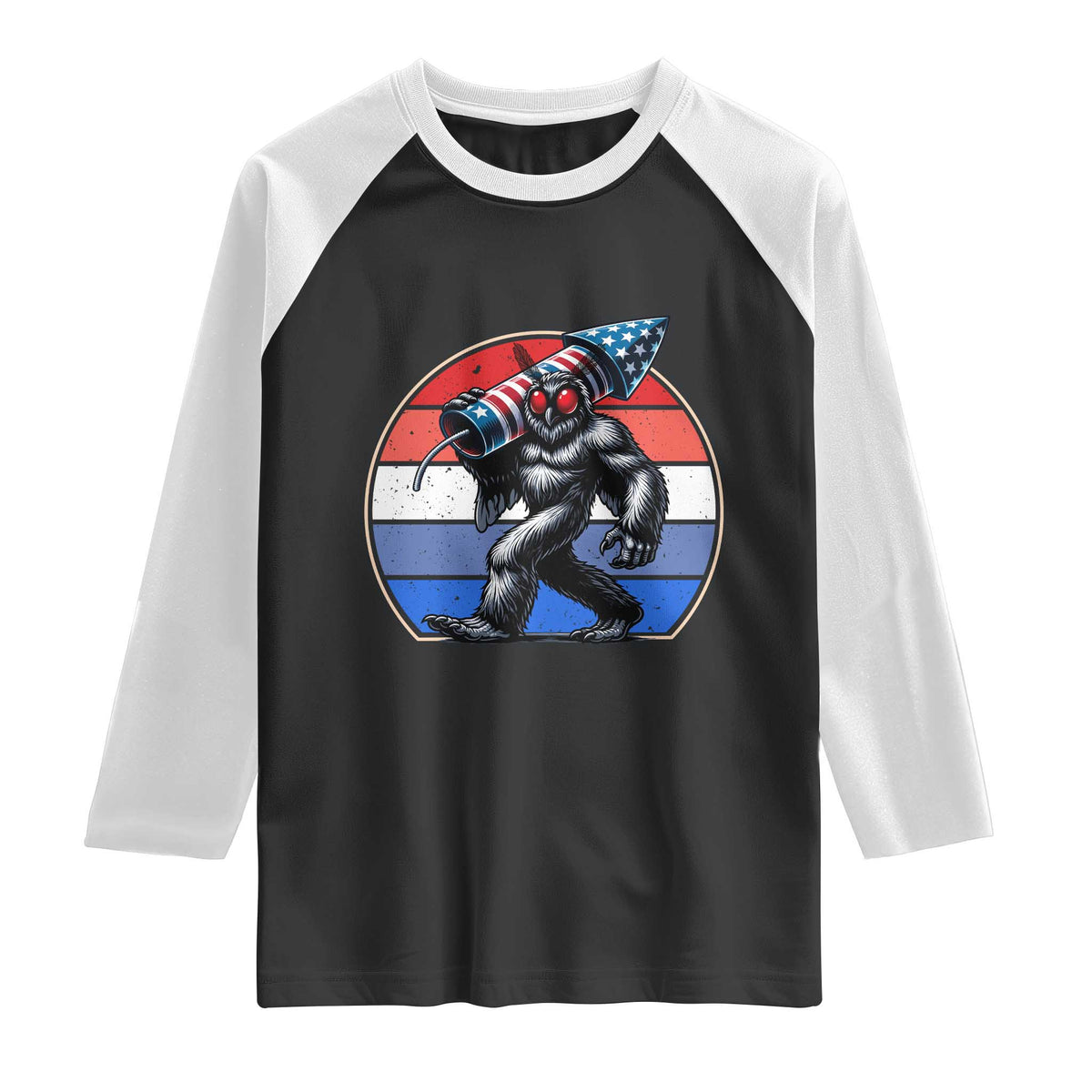 Funny Patriotic Mothman Raglan Shirt West Virginia Cryptid Lover Gift TS12 Black White Print Your Wear
