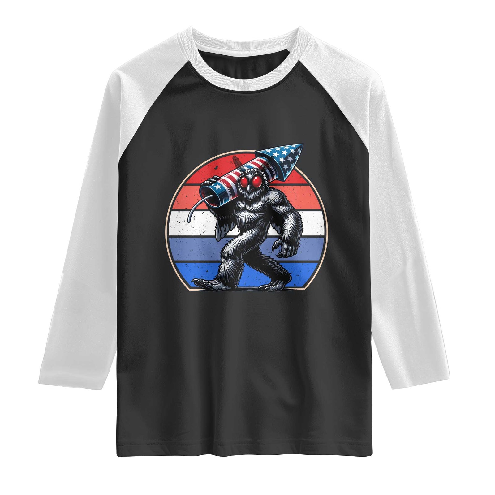 Funny Patriotic Mothman Raglan Shirt West Virginia Cryptid Lover Gift TS12 Black White Print Your Wear
