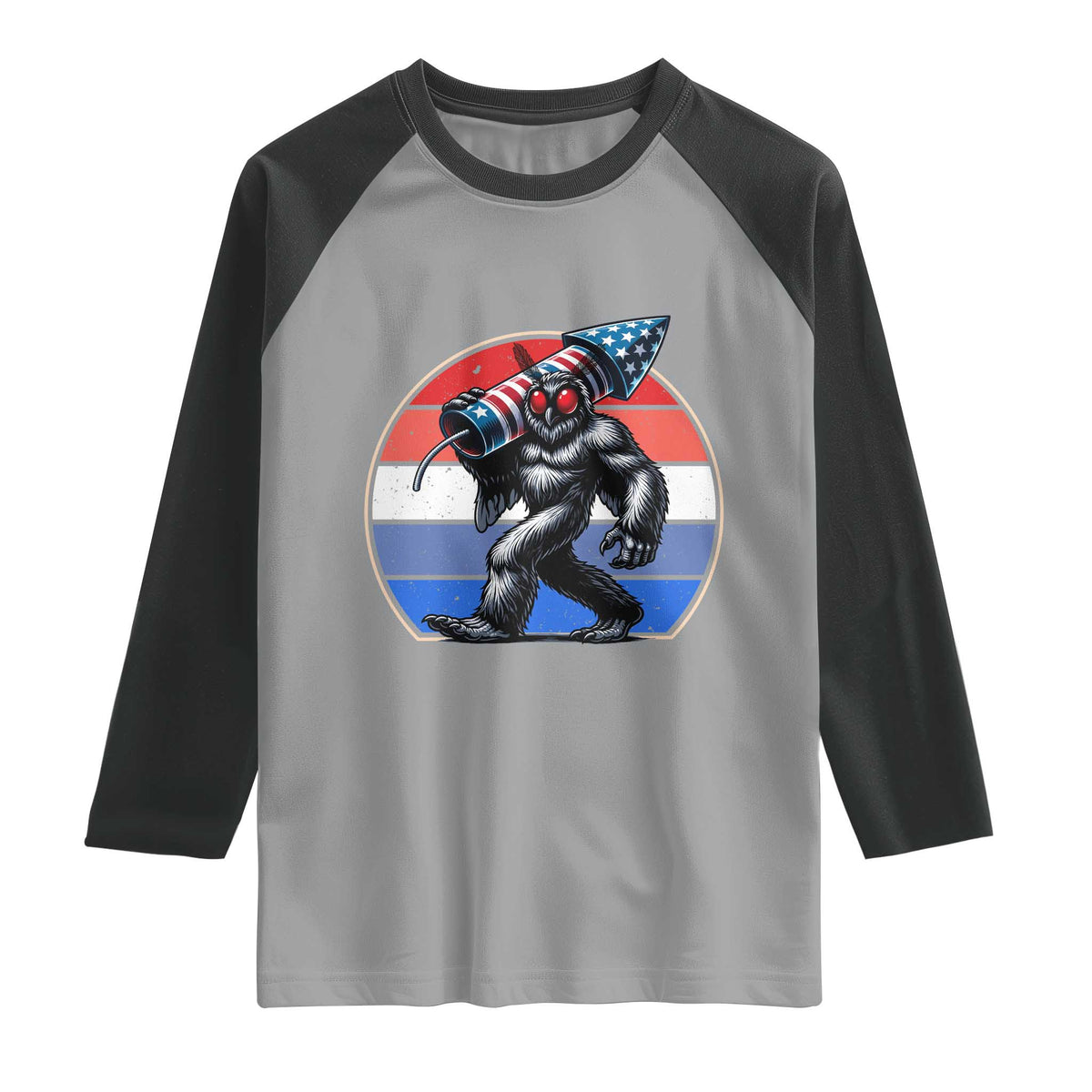 Funny Patriotic Mothman Raglan Shirt West Virginia Cryptid Lover Gift TS12 Sport Gray Black Print Your Wear