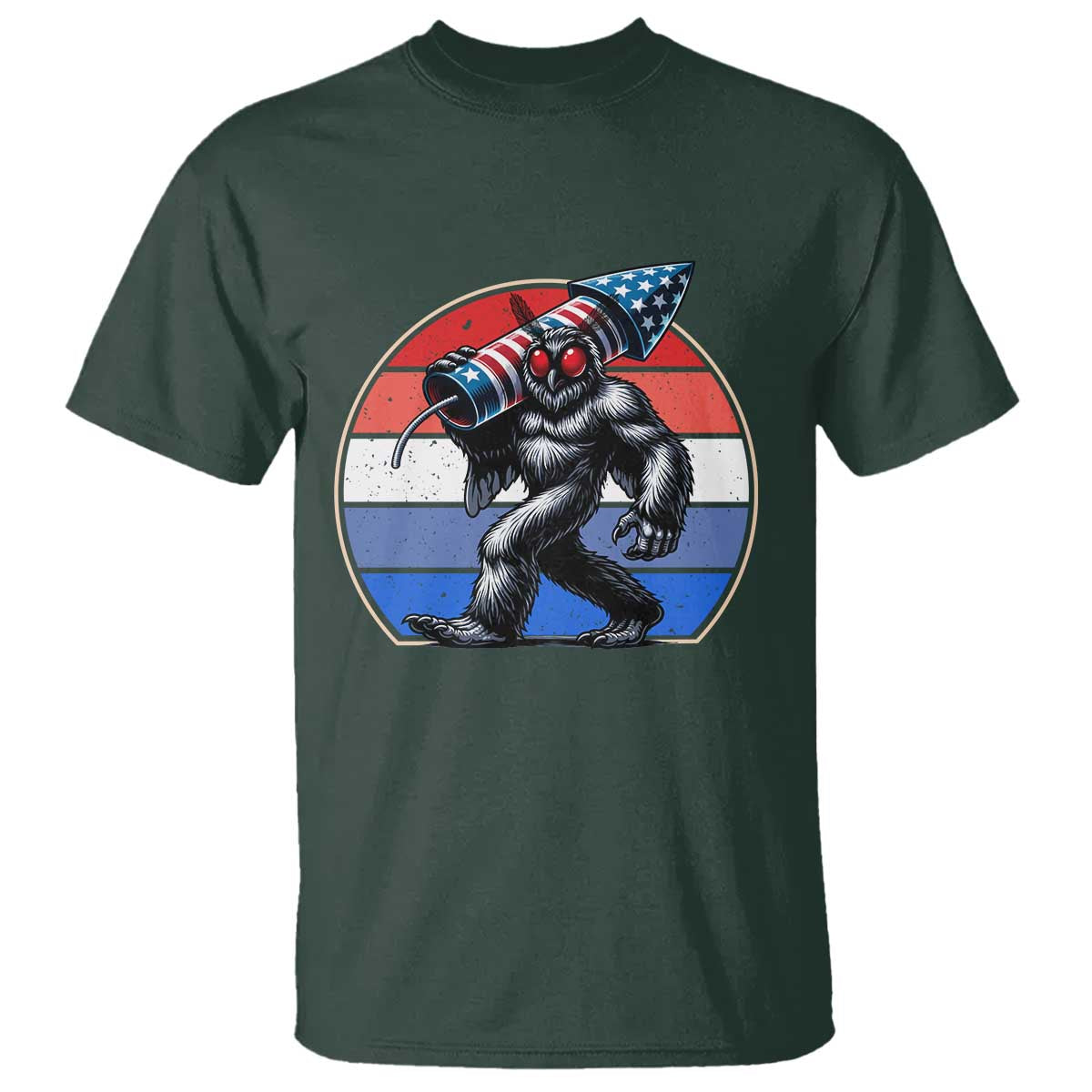 Funny Patriotic Mothman T Shirt West Virginia Cryptid Lover Gift TS12 Dark Forest Green Print Your Wear