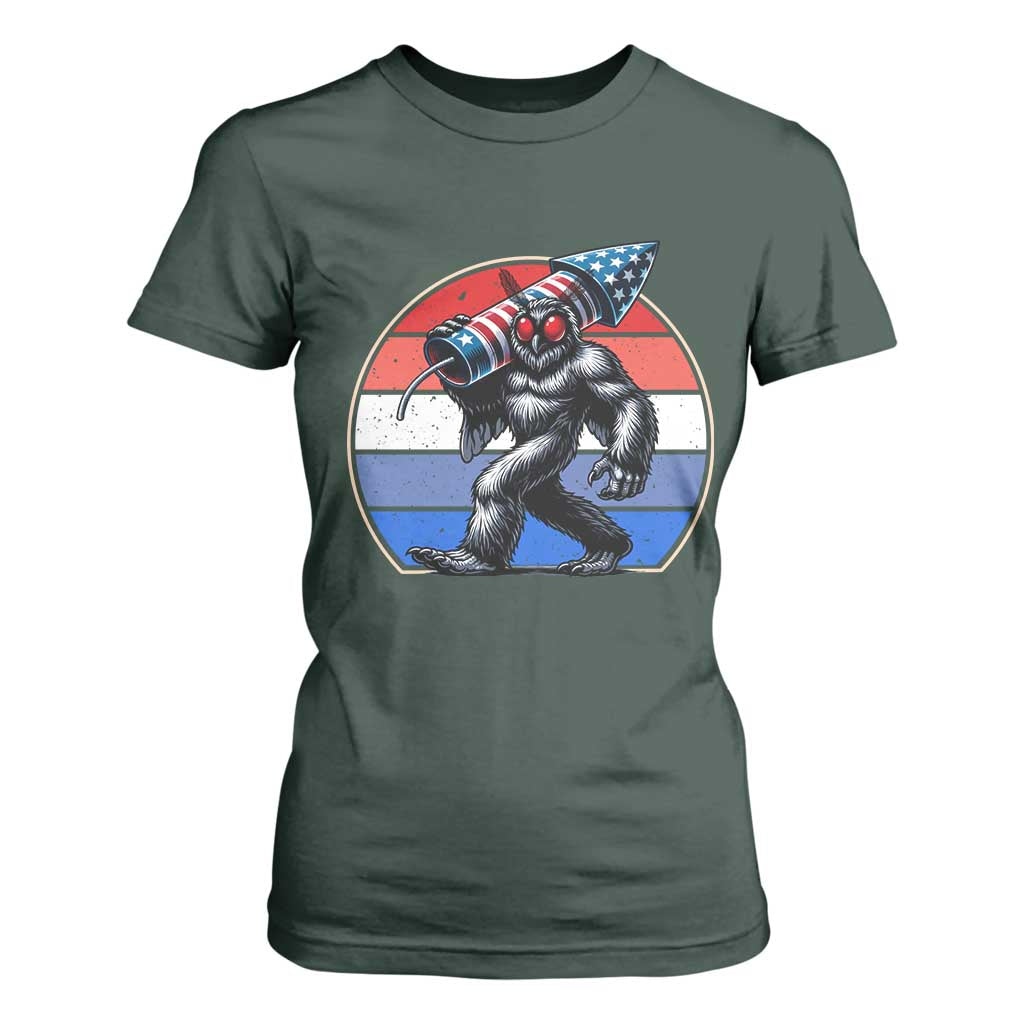 Funny Patriotic Mothman T Shirt For Women West Virginia Cryptid Lover Gift TS12 Dark Forest Green Print Your Wear