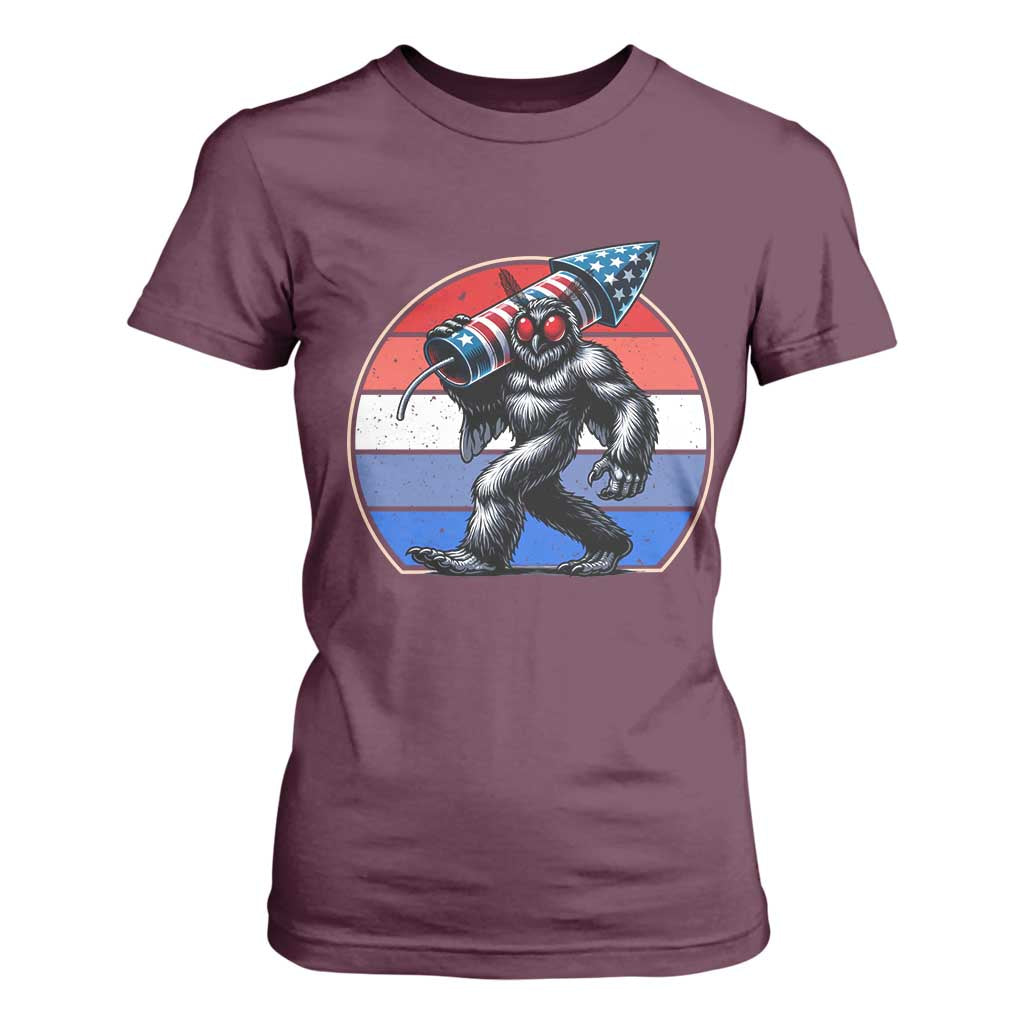 Funny Patriotic Mothman T Shirt For Women West Virginia Cryptid Lover Gift TS12 Maroon Print Your Wear