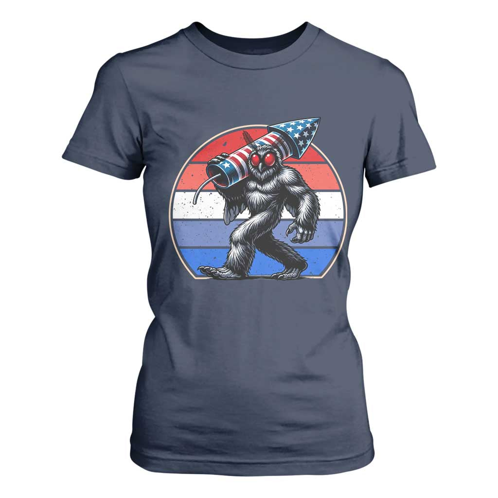 Funny Patriotic Mothman T Shirt For Women West Virginia Cryptid Lover Gift TS12 Navy Print Your Wear