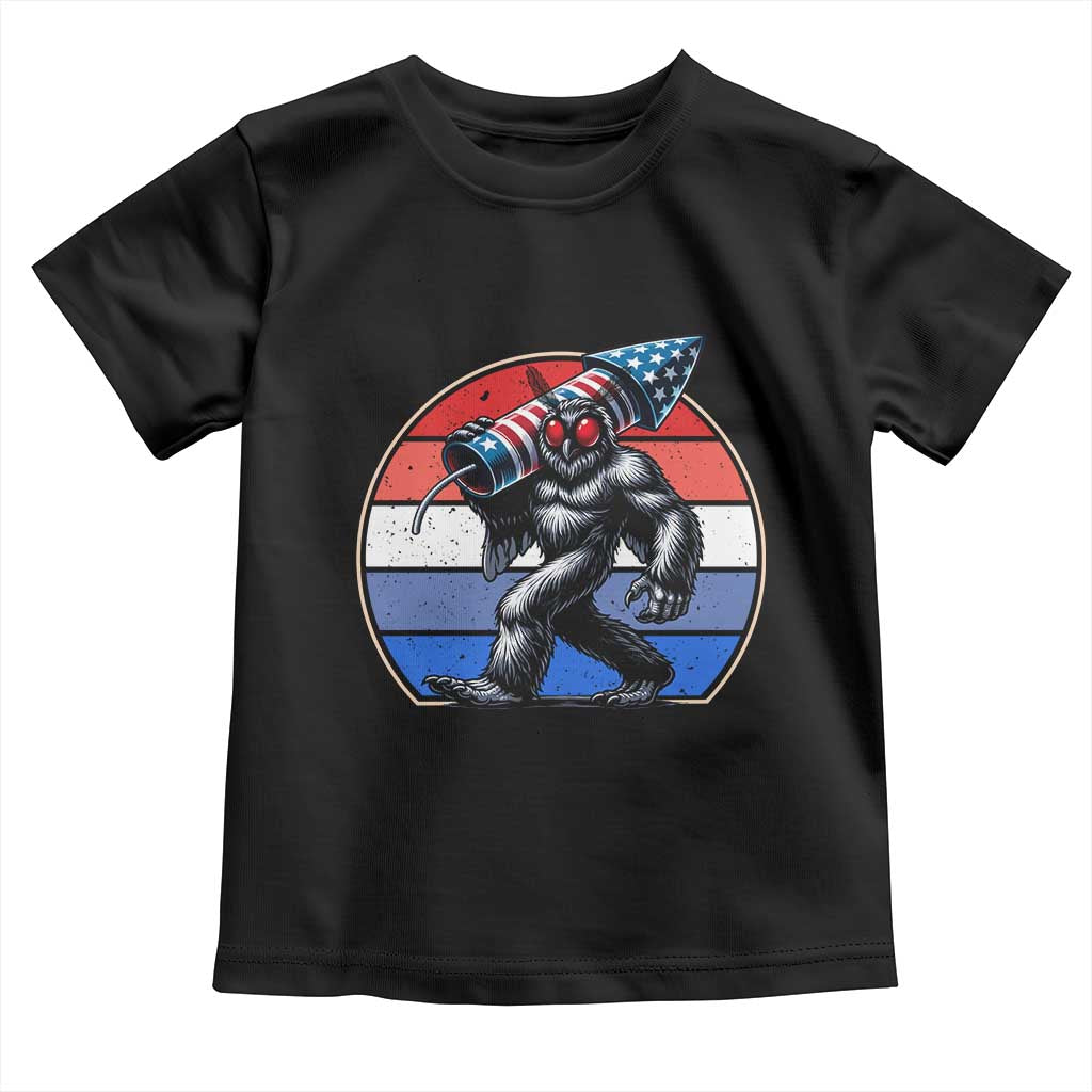 Funny Patriotic Mothman Toddler T Shirt West Virginia Cryptid Lover Gift TS12 Black Print Your Wear