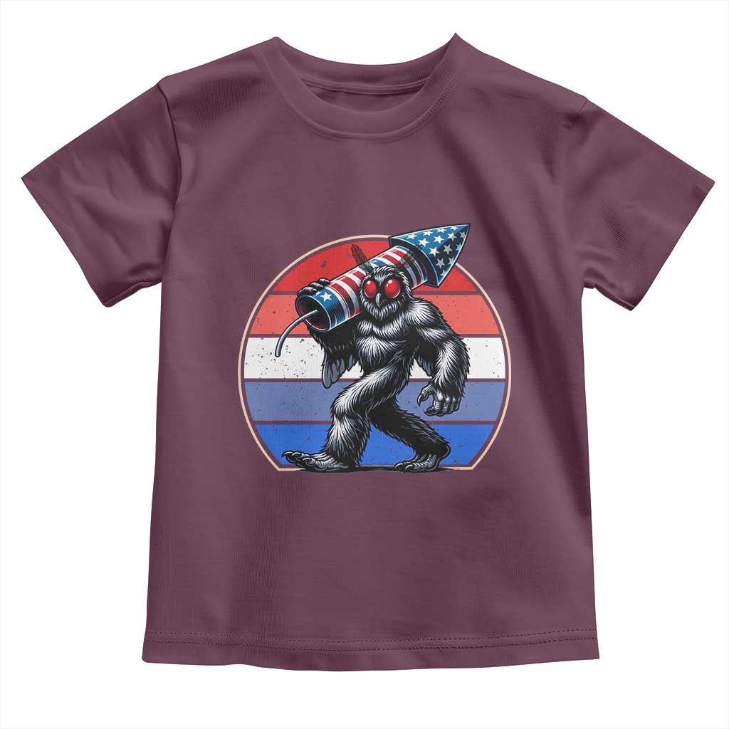Funny Patriotic Mothman Toddler T Shirt West Virginia Cryptid Lover Gift TS12 Maroon Print Your Wear