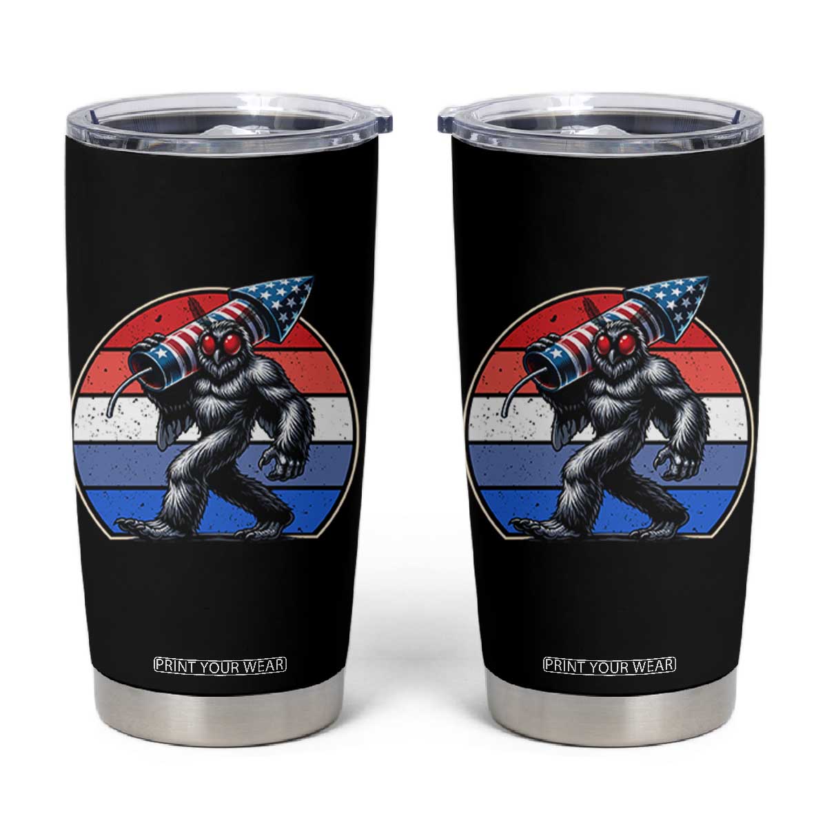 Funny Patriotic Mothman Tumbler Cup West Virginia Cryptid Lover Gift TS12 Black Print Your Wear