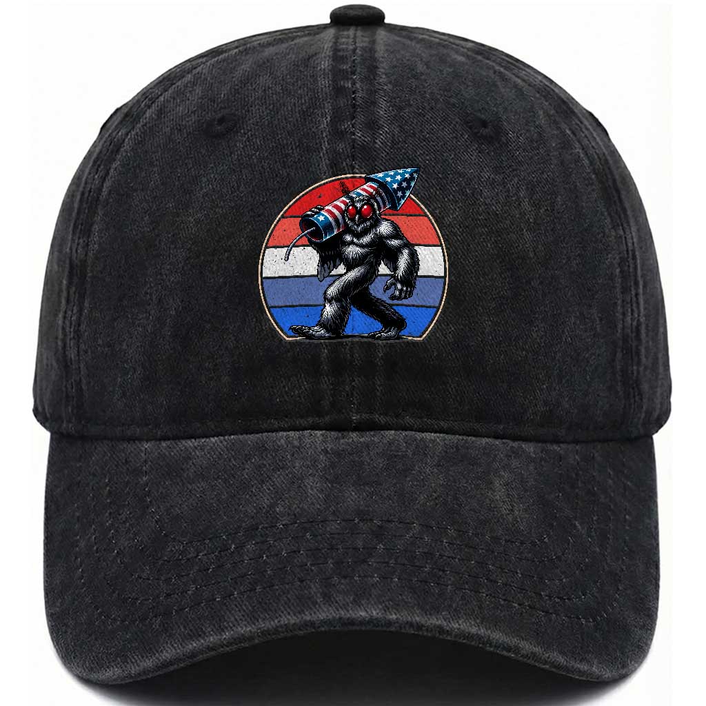 Funny Patriotic Mothman Washed Cotton Baseball Cap West Virginia Cryptid Lover Gift TS12 Print Your Wear