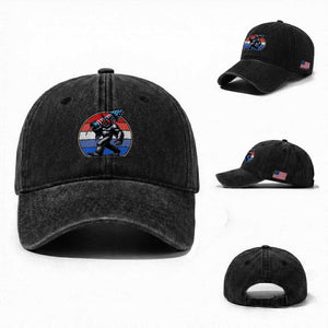 Funny Patriotic Mothman Washed Cotton Baseball Cap West Virginia Cryptid Lover Gift TS12 Washed Cap Universal Fit Black Print Your Wear