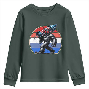 Funny Patriotic Mothman Youth Sweatshirt West Virginia Cryptid Lover Gift TS12 Dark Forest Green Print Your Wear
