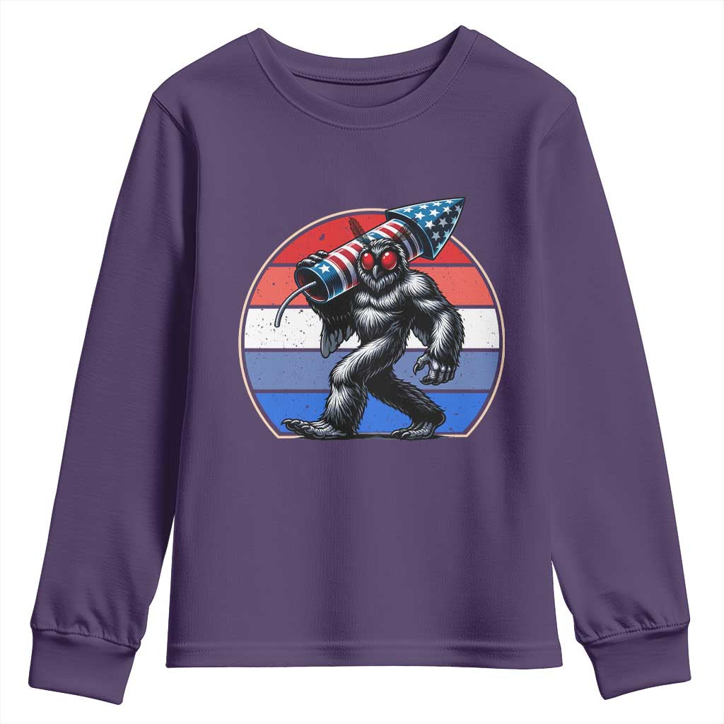 Funny Patriotic Mothman Youth Sweatshirt West Virginia Cryptid Lover Gift TS12 Purple Print Your Wear