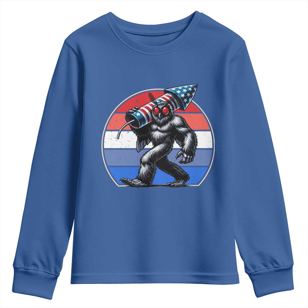 Funny Patriotic Mothman Youth Sweatshirt West Virginia Cryptid Lover Gift TS12 Royal Blue Print Your Wear