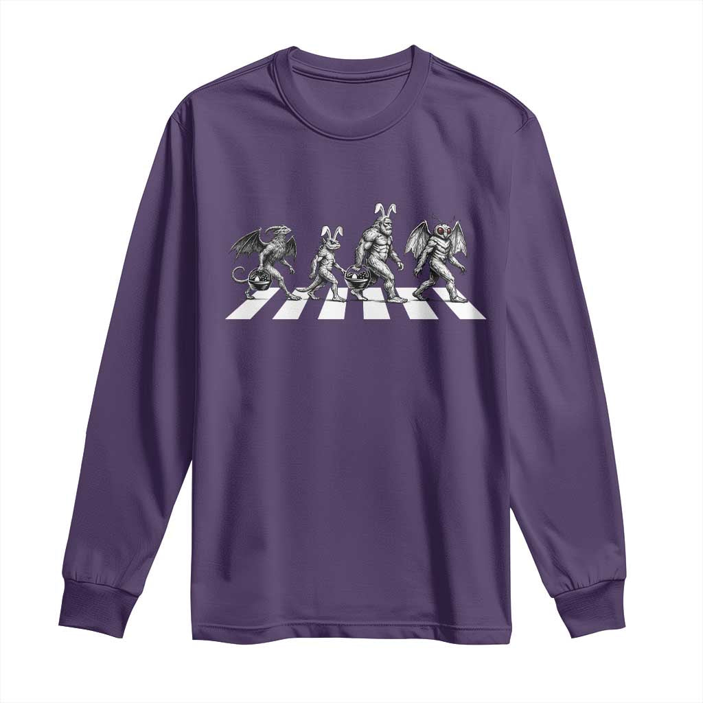 Funny Easter Cryptid Walk Long Sleeve Shirt Bigfoot Mothman Jersey Devil Chupacabra TS12 Purple Print Your Wear
