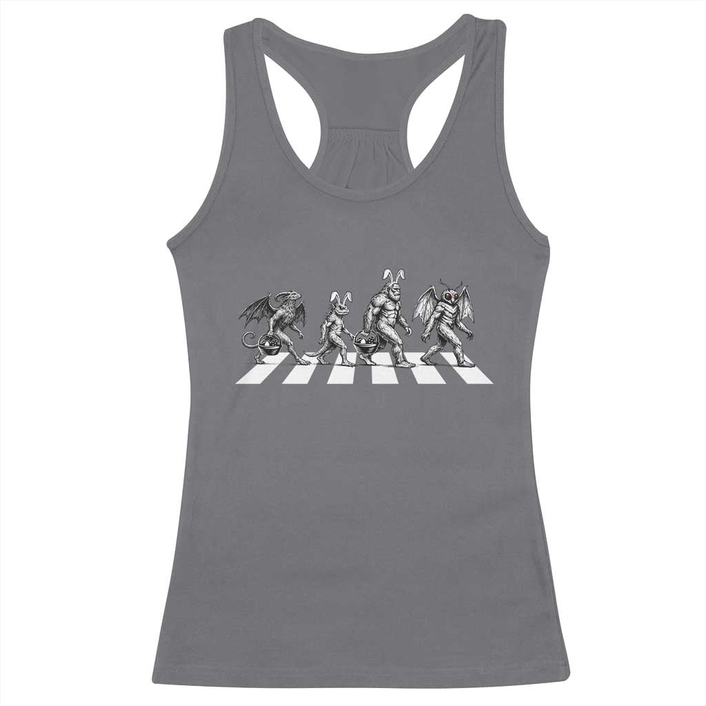 Funny Easter Cryptid Walk Racerback Tank Top Bigfoot Mothman Jersey Devil Chupacabra TS12 Charcoal Print Your Wear