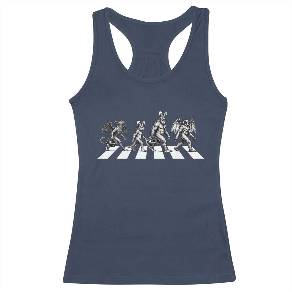 Funny Easter Cryptid Walk Racerback Tank Top Bigfoot Mothman Jersey Devil Chupacabra TS12 Navy Print Your Wear