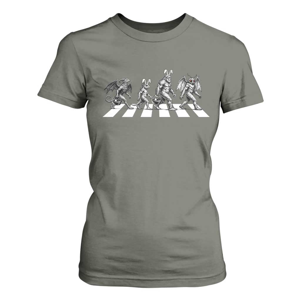 Funny Easter Cryptid Walk T Shirt For Women Bigfoot Mothman Jersey Devil Chupacabra TS12 Military Green Print Your Wear
