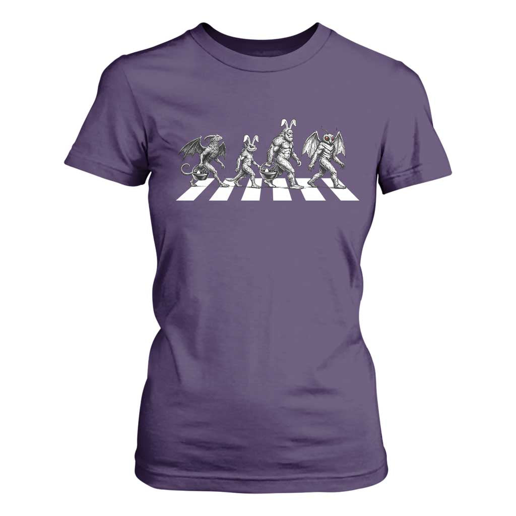 Funny Easter Cryptid Walk T Shirt For Women Bigfoot Mothman Jersey Devil Chupacabra TS12 Purple Print Your Wear
