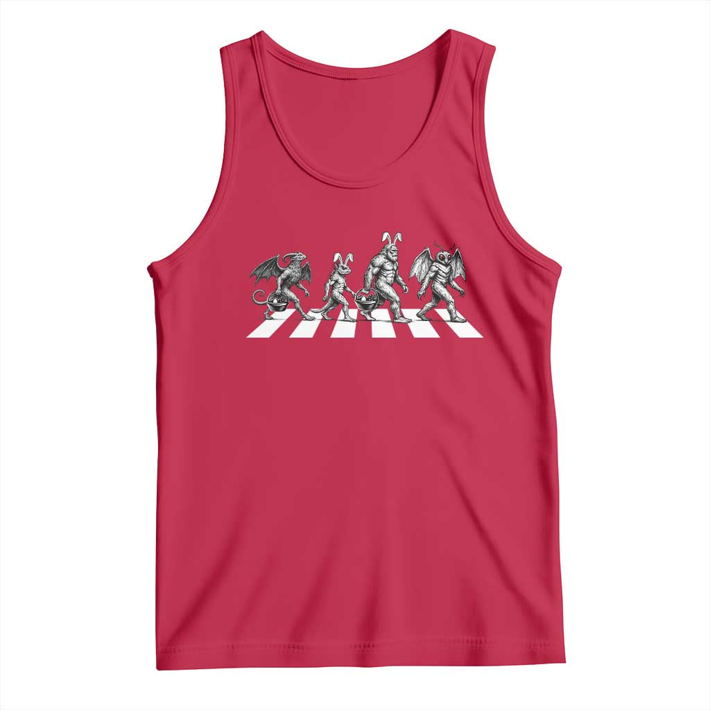 Funny Easter Cryptid Walk Tank Top Bigfoot Mothman Jersey Devil Chupacabra TS12 Red Print Your Wear