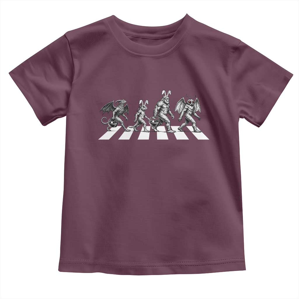 Funny Easter Cryptid Walk Toddler T Shirt Bigfoot Mothman Jersey Devil Chupacabra TS12 Maroon Print Your Wear
