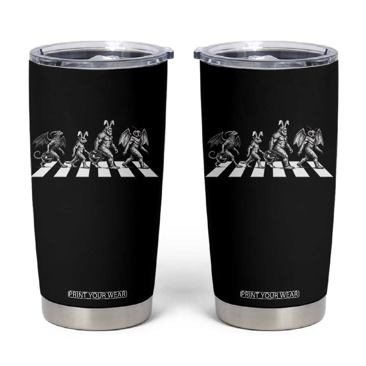Funny Easter Cryptid Walk Tumbler Cup Bigfoot Mothman Jersey Devil Chupacabra TS12 Black Print Your Wear