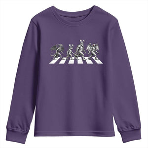 Funny Easter Cryptid Walk Youth Sweatshirt Bigfoot Mothman Jersey Devil Chupacabra TS12 Purple Print Your Wear