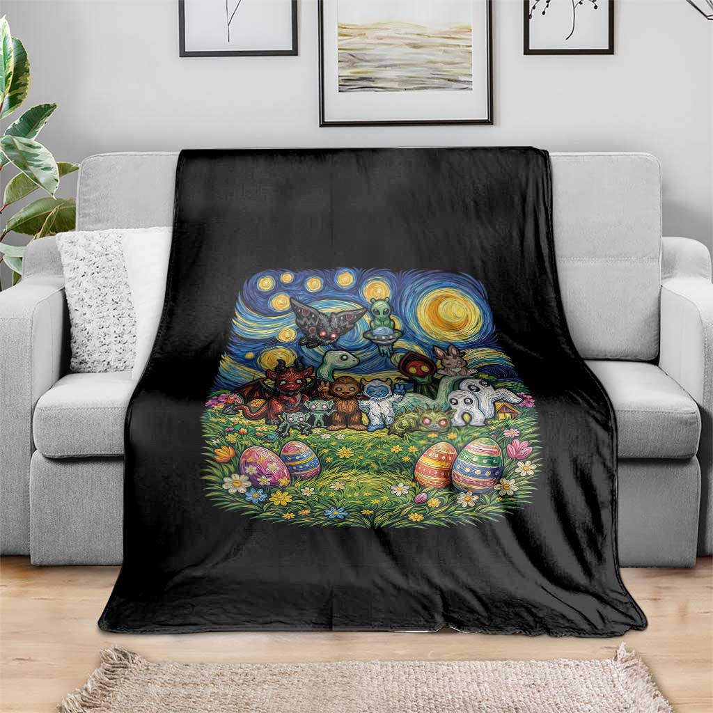 Funny Cryptid Starry Night Easter Throw Blanket Monster Lover Gift TS12 Print Your Wear