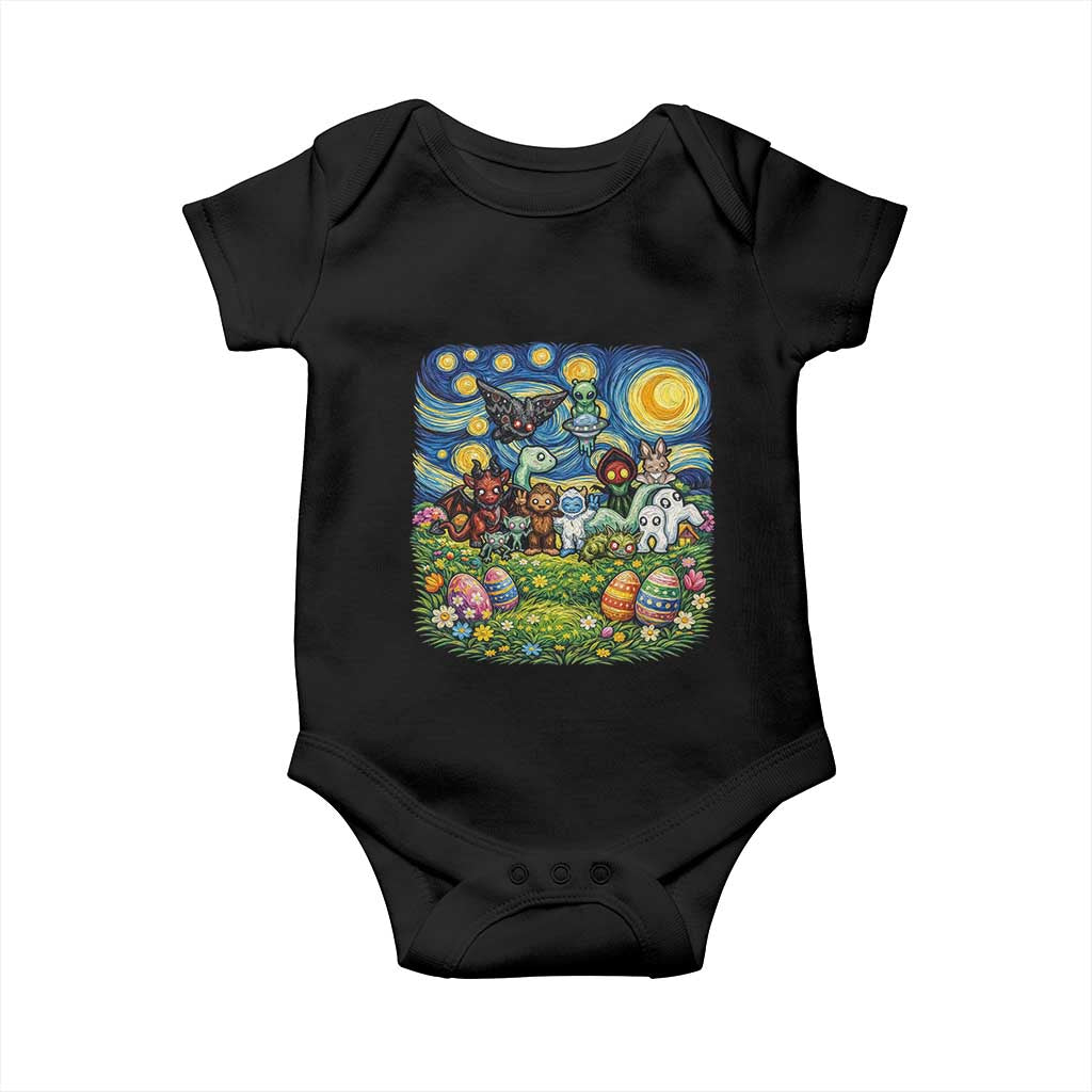Funny Cryptid Starry Night Easter Baby Onesie Monster Lover Gift TS12 Black Print Your Wear
