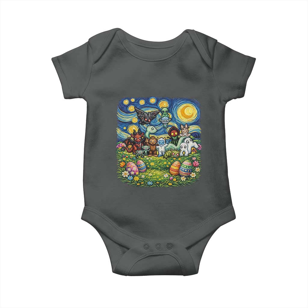 Funny Cryptid Starry Night Easter Baby Onesie Monster Lover Gift TS12 Dark Heather Print Your Wear
