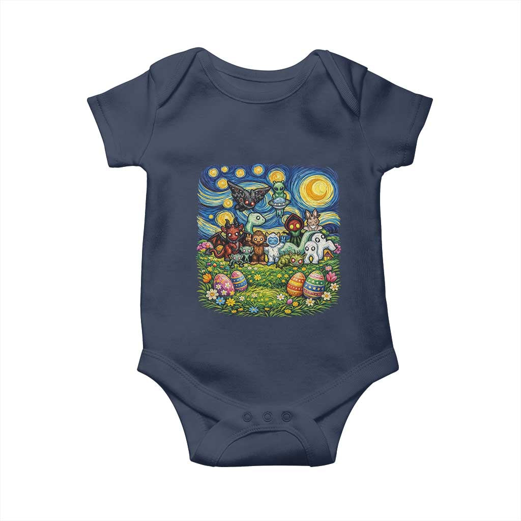 Funny Cryptid Starry Night Easter Baby Onesie Monster Lover Gift TS12 Navy Print Your Wear