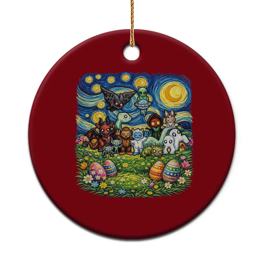 Funny Cryptid Starry Night Easter Ceramic Ornament Monster Lover Gift TS12 1pc Red Print Your Wear