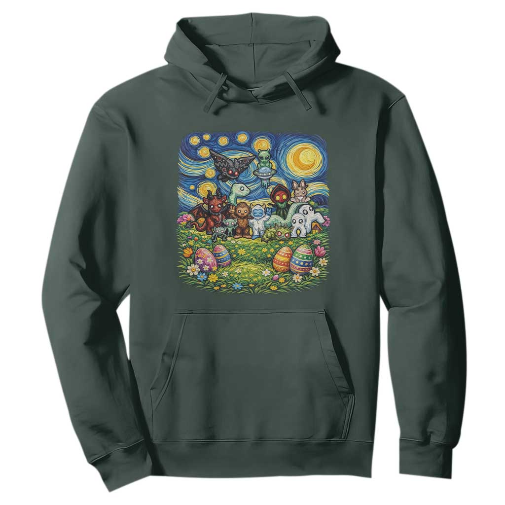 Funny Cryptid Starry Night Easter Hoodie Monster Lover Gift TS12 Dark Forest Green Print Your Wear