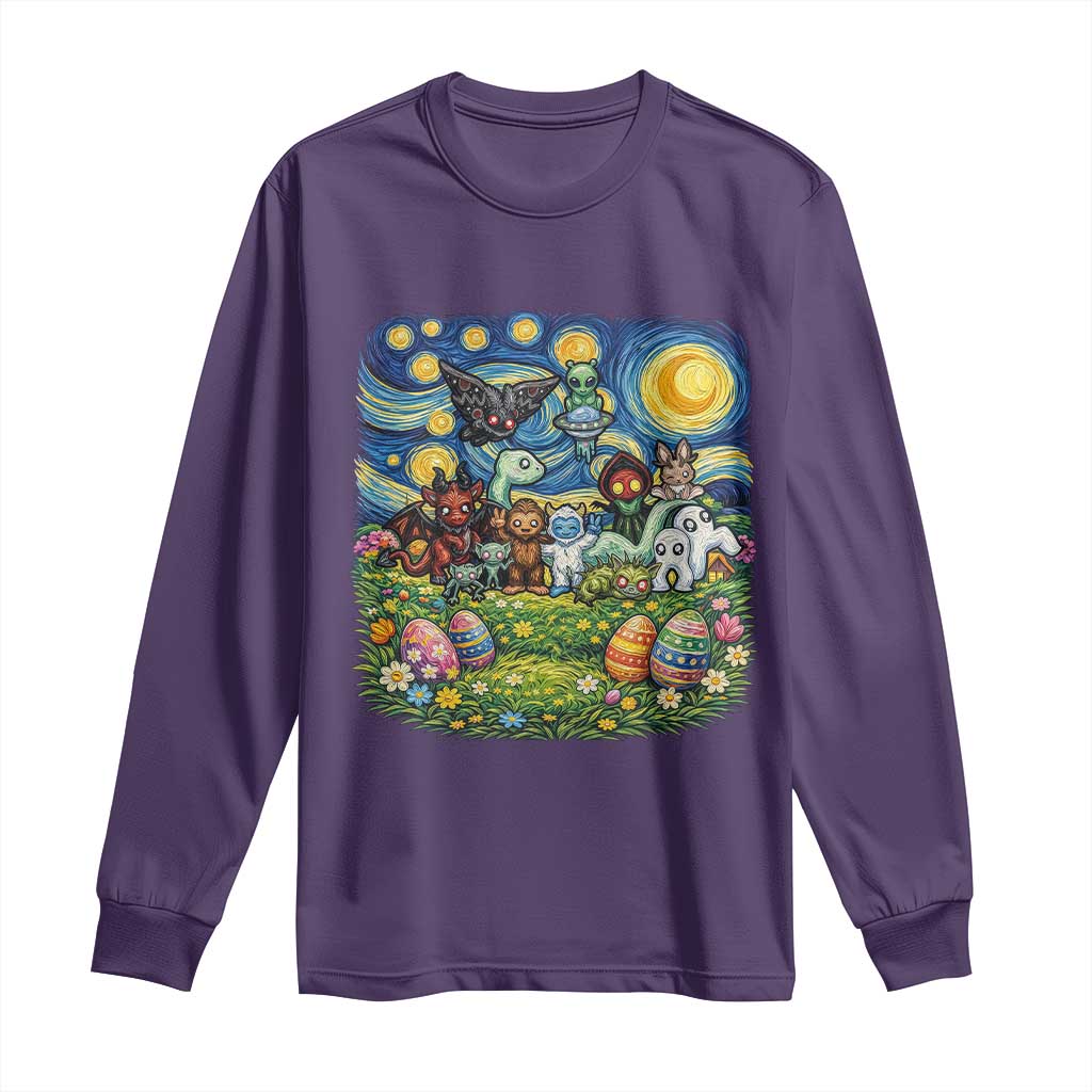 Funny Cryptid Starry Night Easter Long Sleeve Shirt Monster Lover Gift TS12 Purple Print Your Wear