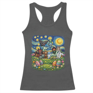 Funny Cryptid Starry Night Easter Racerback Tank Top Monster Lover Gift TS12 Dark Heather Print Your Wear