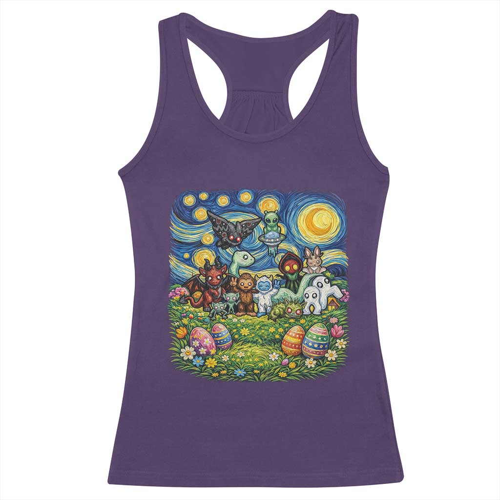 Funny Cryptid Starry Night Easter Racerback Tank Top Monster Lover Gift TS12 Purple Print Your Wear