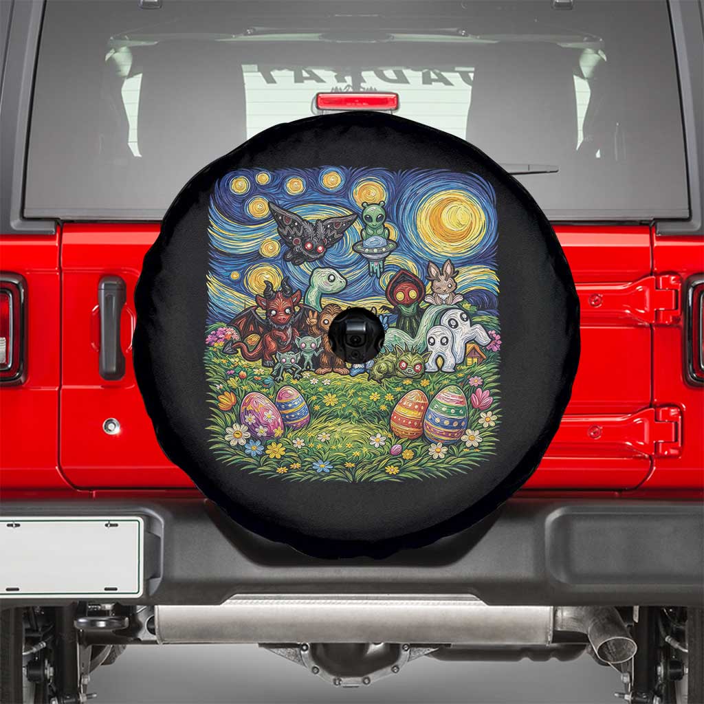Funny Cryptid Starry Night Easter Spare Tire Cover Monster Lover Gift TS12 Black Print Your Wear