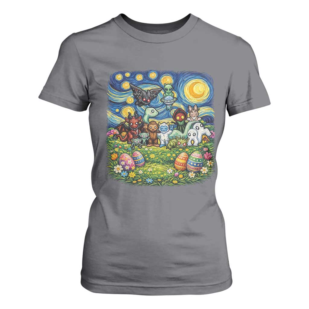 Funny Cryptid Starry Night Easter T Shirt For Women Monster Lover Gift TS12 Charcoal Print Your Wear