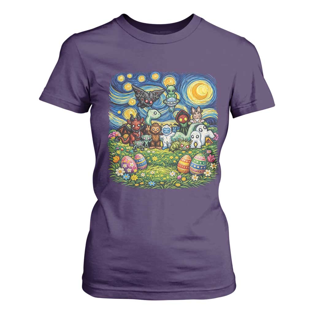 Funny Cryptid Starry Night Easter T Shirt For Women Monster Lover Gift TS12 Purple Print Your Wear