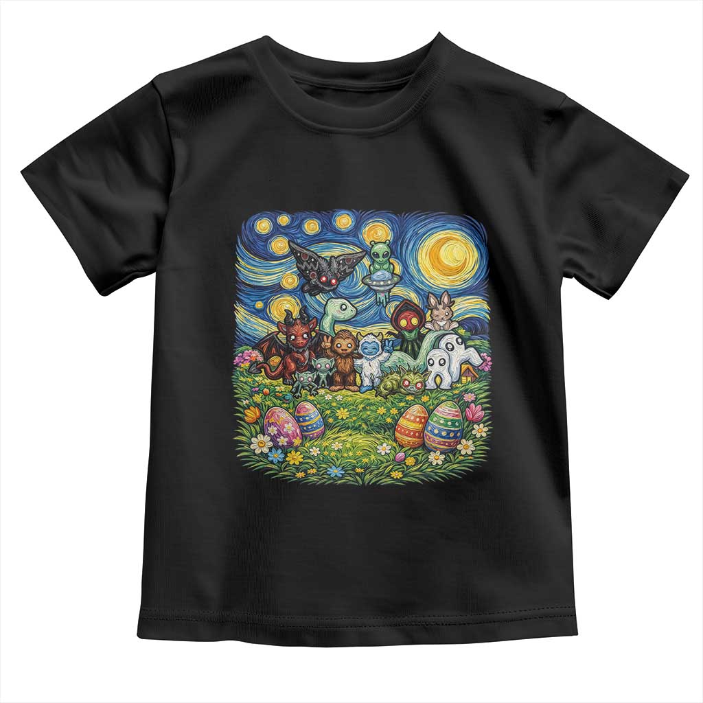 Funny Cryptid Starry Night Easter Toddler T Shirt Monster Lover Gift TS12 Black Print Your Wear