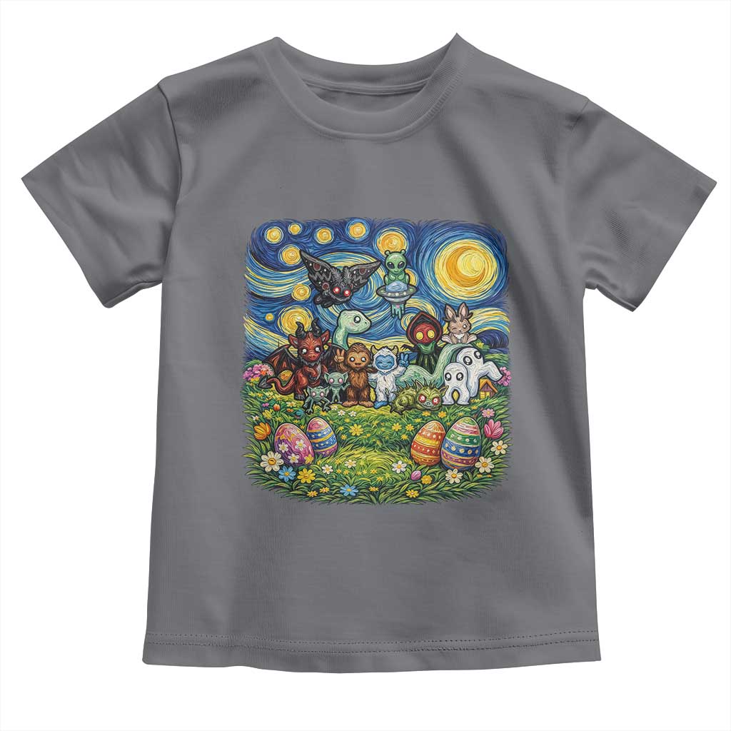 Funny Cryptid Starry Night Easter Toddler T Shirt Monster Lover Gift TS12 Charcoal Print Your Wear